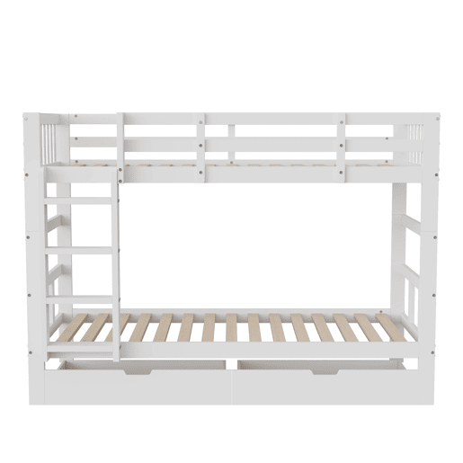 Beliche infantil 90x200 cm com escada, cama alta com grade de segurança, cama alta de madeira maciça com estrado de ripas para 2 crianças Beliche infantil 90x200 cm com escada, cama alta com grade de segurança, cama alta de madeira maciça com estrado de ripas para 2 crianças
