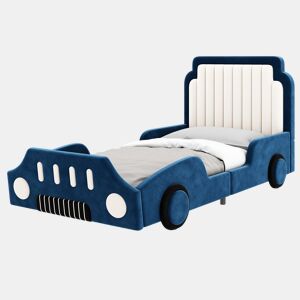 Cama de criança,cama de solteiro de tecido 90x200 cm com luz led,azul