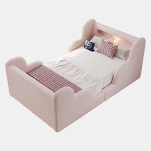 Cama de criança,cama de solteiro de veludo 90x200 cm,rosa