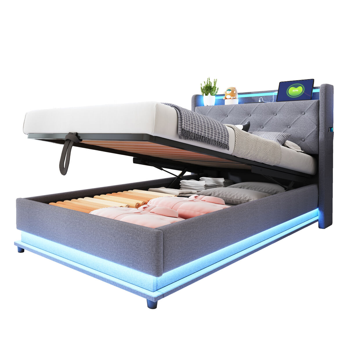 Cama individual de lino 97x216