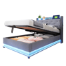 Cama de solteiro de linho 90x200 cm com armazenamento e luz led,cinza