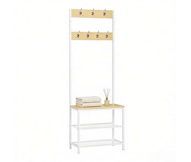 Perchero de pie - diseño 3 en 1 multifuncional para ropa y abrigos - blanco