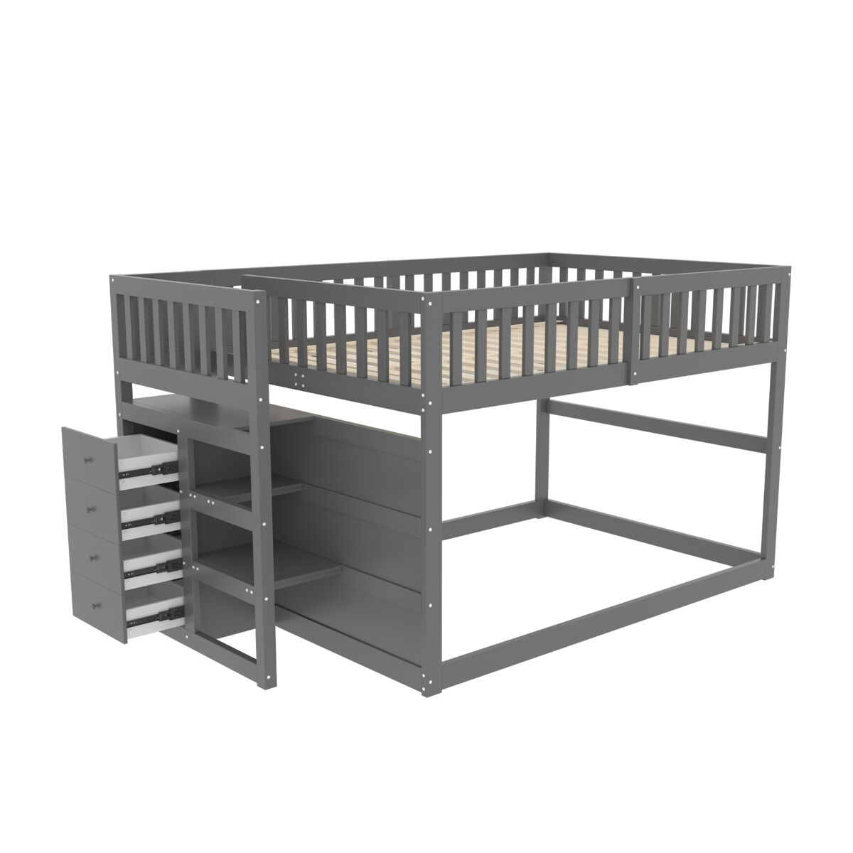 Litera infantil de madera maciza 140x200 cm,gris