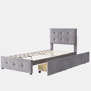 cama juvenil,cama de solteiro de veludo 90x200 cm,cinza