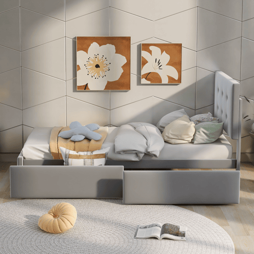 cama juvenil,cama de solteiro de veludo 90x200 cm,cinza