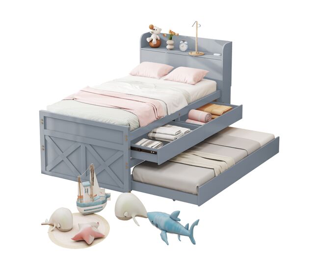 Cama infantil de madera maciza 97x213