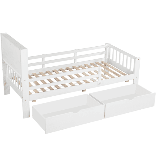 Cama de criança,cama de solteiro de madeira maciça 90x200 cm,branco