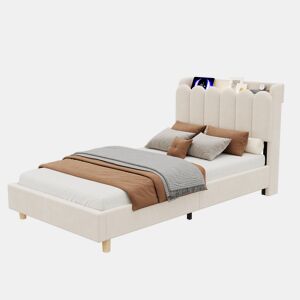 cama juvenil,cama de solteiro de veludo 90x200 cm,bege