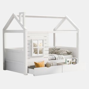 Cama de criança,cama-casa de madeira de pinho 90x200 cm,branco