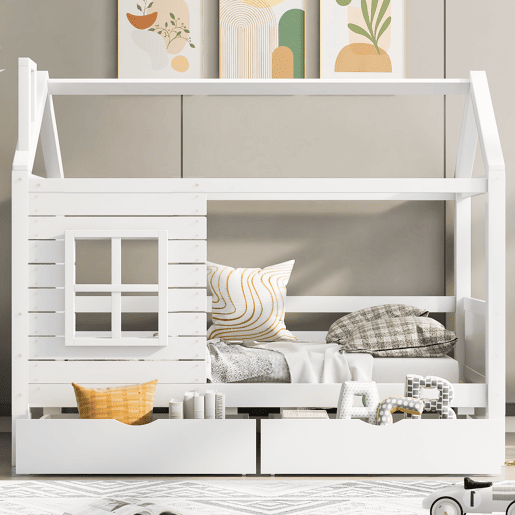 Cama de criança,cama-casa de madeira de pinho 90x200 cm,branco Cama de criança,cama-casa de madeira de pinho 90x200 cm,branco