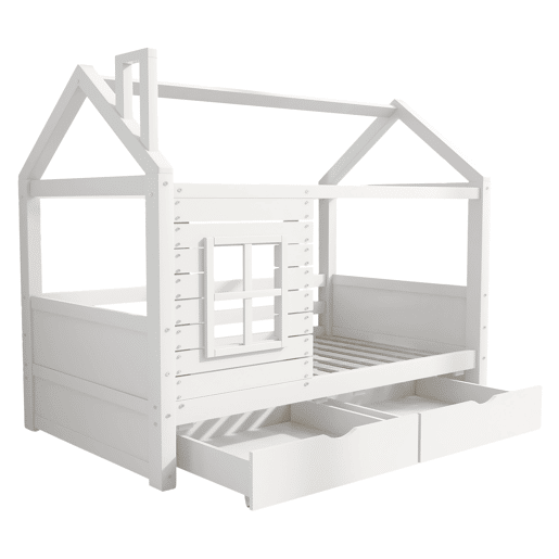 Cama de criança,cama-casa de madeira de pinho 90x200 cm,branco Cama de criança,cama-casa de madeira de pinho 90x200 cm,branco
