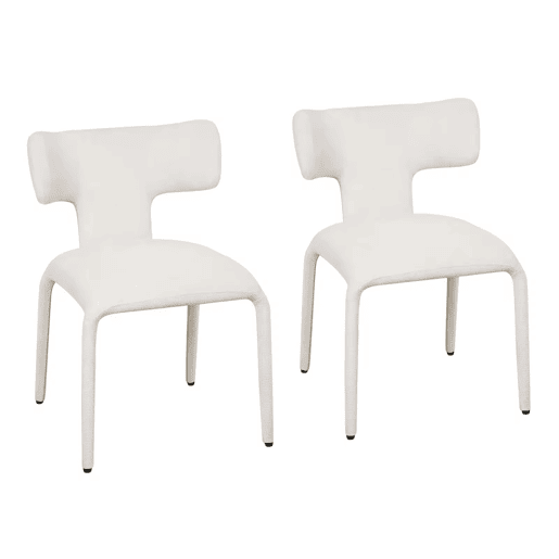 Cadeiras de jantar 53x53x78 cm - Encosto curvo, estilo moderno, 2 peças - Creme-damasco