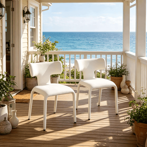 Cadeiras de jantar 53x53x78 cm - Encosto curvo, estilo moderno, 2 peças - Creme-damasco
