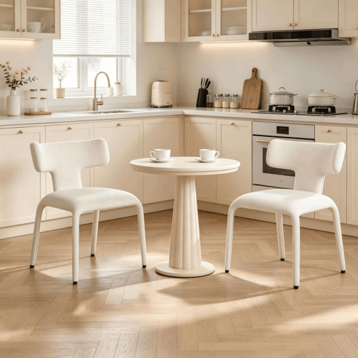 Cadeiras de jantar 53x53x78 cm - Encosto curvo, estilo moderno, 2 peças - Creme-damasco