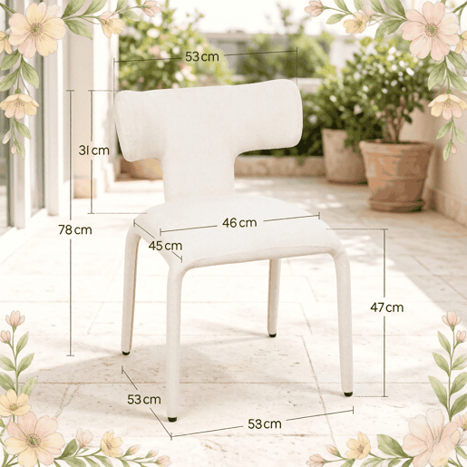 Cadeiras de jantar 53x53x78 cm - Encosto curvo, estilo moderno, 2 peças - Creme-damasco