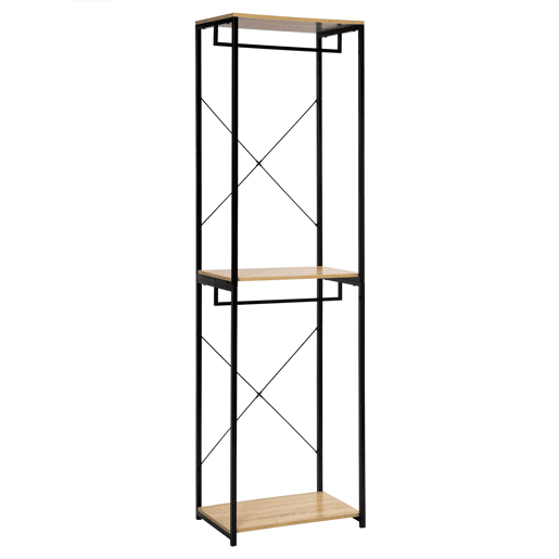 Cabideiro - Design aberto e simples, estilo moderno - Preto e carvalho