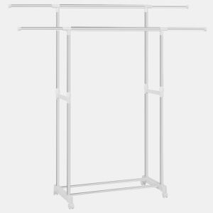 Cabideiro 151,5 x 42 x 171 cm - com rodas, barra dupla extensível, portátil - multicolorido