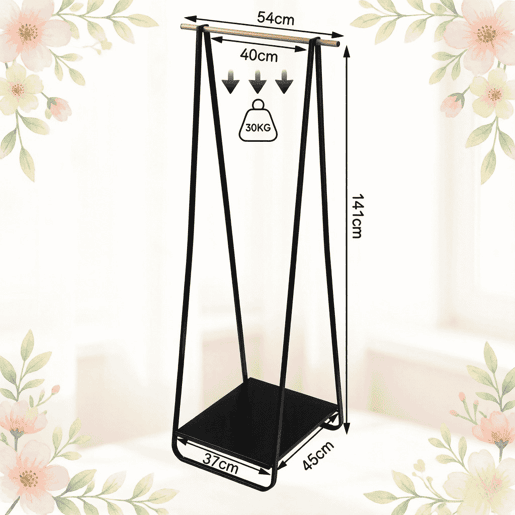 Cabideiro de pé 37x45x141 cm - design moderno para quarto e hall de entrada - preto Cabideiro de pé 37x45x141 cm - design moderno para quarto e hall de entrada - preto