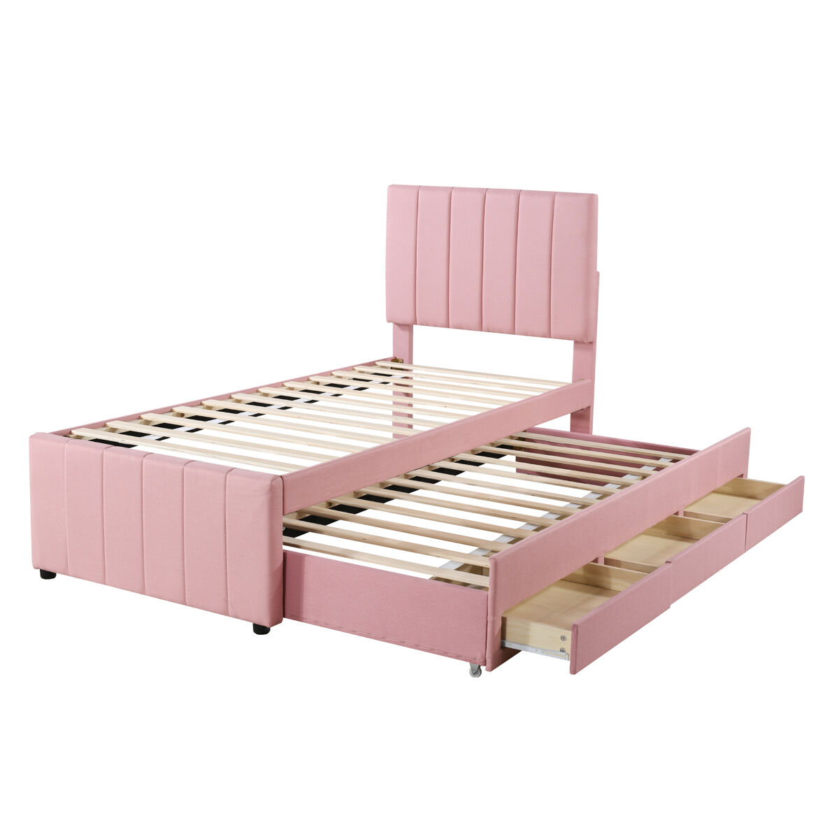 Cama nido de tela 90x200 Rosa