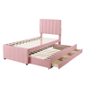 Cama gavetão de tecido 90x200 cm,rosa