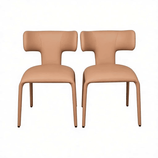 Conjunto de 2 cadeiras de jantar - encosto curvo, design moderno e versátil para a cozinha, sala de estar e escritório - Castanho claro