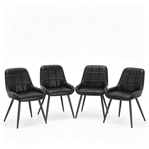 Conjunto de 4 cadeiras de jantar - Assento alto almofadado, design elegante para cozinha e escritório - Preto Conjunto de 4 cadeiras de jantar - Assento alto almofadado, design elegante para cozinha e escritório - Preto