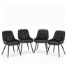 Conjunto de 4 cadeiras de jantar - Assento alto almofadado, design elegante para cozinha e escritório - Preto