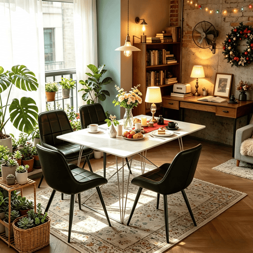Conjunto de 4 cadeiras de jantar - Assento alto almofadado, design elegante para cozinha e escritório - Preto Conjunto de 4 cadeiras de jantar - Assento alto almofadado, design elegante para cozinha e escritório - Preto