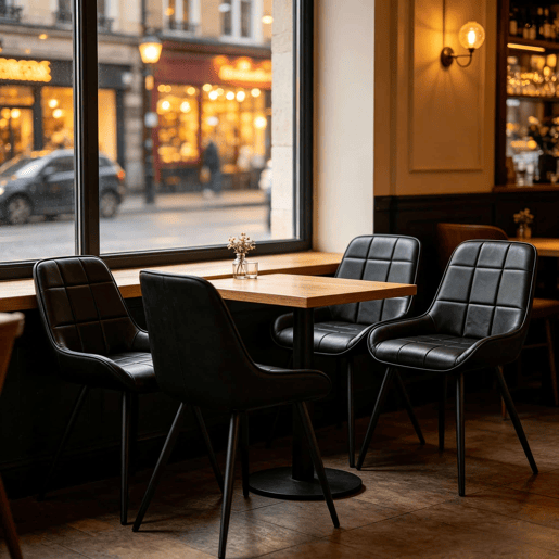 Conjunto de 4 cadeiras de jantar - Assento alto almofadado, design elegante para cozinha e escritório - Preto Conjunto de 4 cadeiras de jantar - Assento alto almofadado, design elegante para cozinha e escritório - Preto
