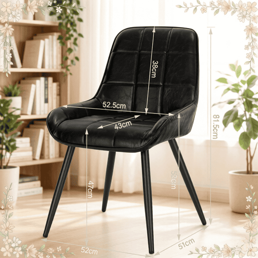 Conjunto de 4 cadeiras de jantar - Assento alto almofadado, design elegante para cozinha e escritório - Preto Conjunto de 4 cadeiras de jantar - Assento alto almofadado, design elegante para cozinha e escritório - Preto