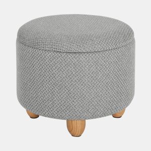 Banco redondo 39x39x33 cm - com espaço de arrumação e apoio para os pés multifuncional - cinzento claro