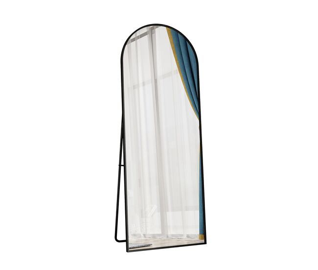 Espejo de cuerpo entero, 162 x 53 cm, espejo arqueado de pie, apto para salón o vestidor, color negro
