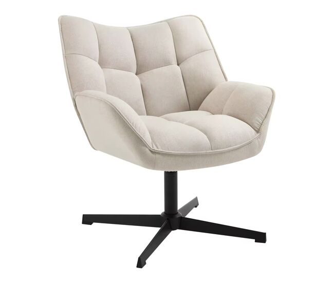 Sillón giratorio 67x68x80,5 cm - diseño envolvente con reposabrazos y función giratoria - beige