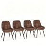 Conjunto de 4 cadeiras de jantar + - Assento almofadado alto, cadeiras elegantes para a cozinha e o escritório em casa - Castanho