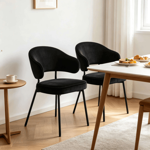 Cadeira de jantar 47 x 50 x 83,5 cm - Design moderno, confortável e multifuncional para a sala de estar, o quarto e o escritório - Preta Cadeira de jantar 47 x 50 x 83,5 cm - Design moderno, confortável e multifuncional para a sala de estar, o quarto e o escritório - Preta