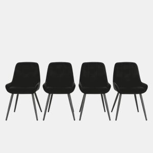 4 cadeiras de jantar - Assento alto almofadado, cadeiras modernas para cozinha e escritório - Preto