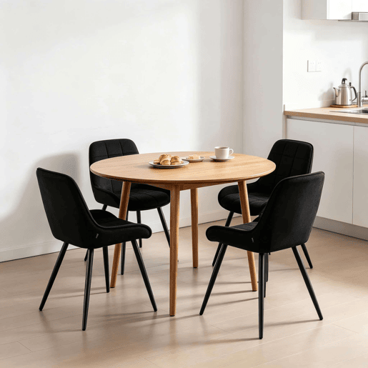 4 cadeiras de jantar - Assento alto almofadado, cadeiras modernas para cozinha e escritório - Preto 4 cadeiras de jantar - Assento alto almofadado, cadeiras modernas para cozinha e escritório - Preto
