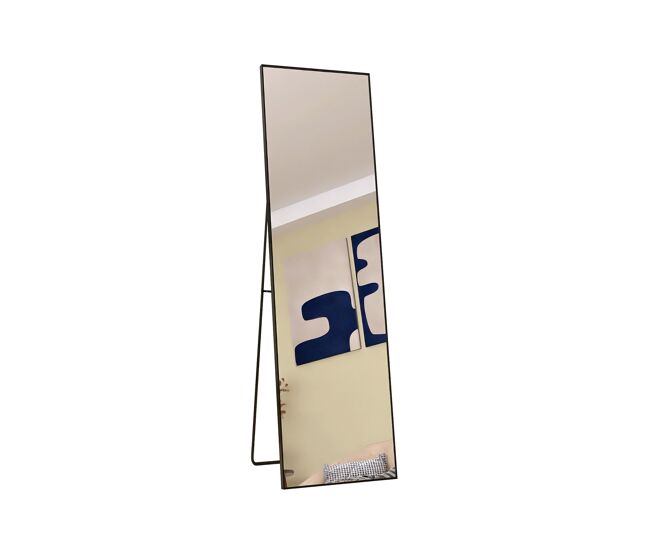 Espejo de cuerpo entero con marco de metal negro (140 x 40 cm), espejo rectangular grande de alta definición para sala de estar o vestidor, negro.