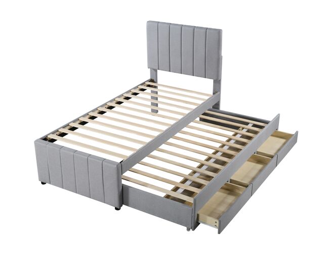 Cama nido de tela 90x200 cm,gris