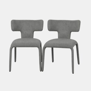 Cadeiras de jantar 53x53x78 cm - Encosto curvo, estofadas, estilo moderno - Cinza