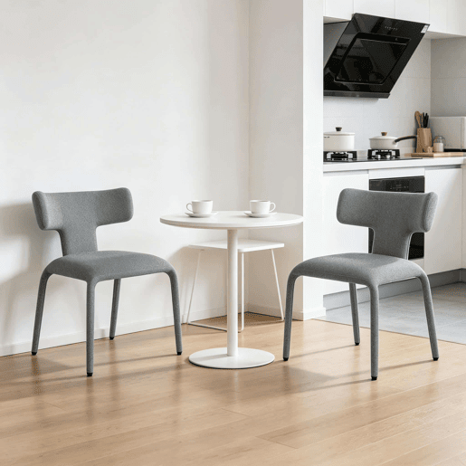 Cadeiras de jantar 53x53x78 cm - Encosto curvo, estofadas, estilo moderno - Cinza Cadeiras de jantar 53x53x78 cm - Encosto curvo, estofadas, estilo moderno - Cinza