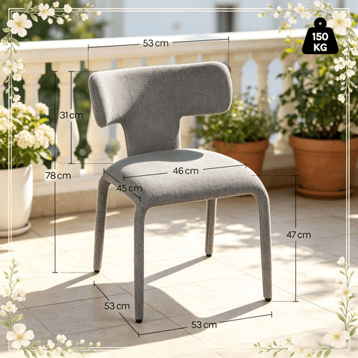 Cadeiras de jantar 53x53x78 cm - Encosto curvo, estofadas, estilo moderno - Cinza Cadeiras de jantar 53x53x78 cm - Encosto curvo, estofadas, estilo moderno - Cinza