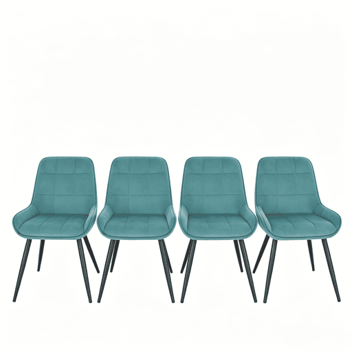 Cadeiras de jantar, conjunto de 4 unidades u2013 Assento alto almofadado e design elegante para cozinha, sala de estar e escritório u2013 Turquesa