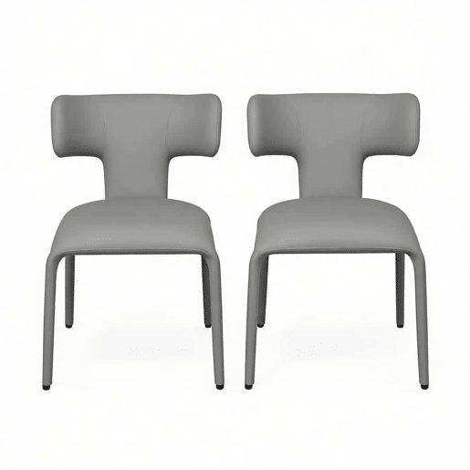 Conjunto de 2 cadeiras de jantar - Encosto curvo, multifuncionais para sala de estar, cozinha e escritório - Cinza Conjunto de 2 cadeiras de jantar - Encosto curvo, multifuncionais para sala de estar, cozinha e escritório - Cinza