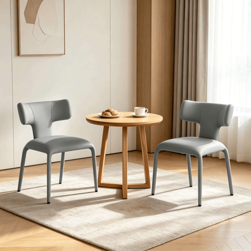 Conjunto de 2 cadeiras de jantar - Encosto curvo, multifuncionais para sala de estar, cozinha e escritório - Cinza Conjunto de 2 cadeiras de jantar - Encosto curvo, multifuncionais para sala de estar, cozinha e escritório - Cinza