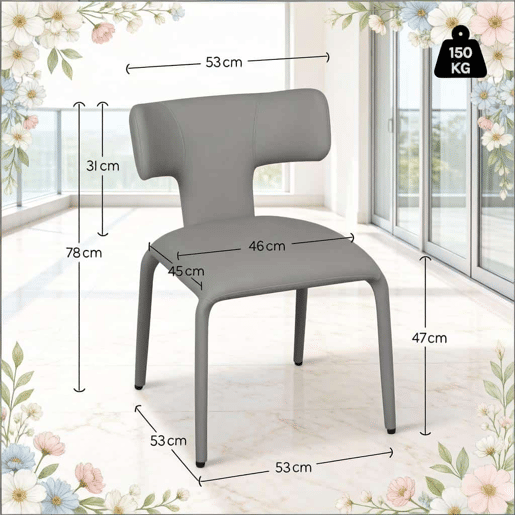 Conjunto de 2 cadeiras de jantar - Encosto curvo, multifuncionais para sala de estar, cozinha e escritório - Cinza Conjunto de 2 cadeiras de jantar - Encosto curvo, multifuncionais para sala de estar, cozinha e escritório - Cinza