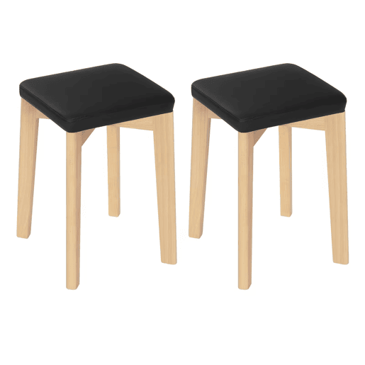 Bancos de jantar 32,5 x 32,5 x 47 cm - Design empilhável e multifuncional para varanda, cozinha e quarto - Preto e madeira natural Bancos de jantar 32,5 x 32,5 x 47 cm - Design empilhável e multifuncional para varanda, cozinha e quarto - Preto e madeira natural