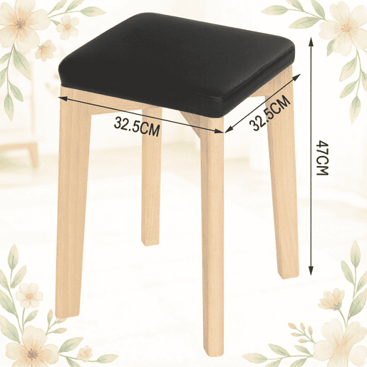 Bancos de jantar 32,5 x 32,5 x 47 cm - Design empilhável e multifuncional para varanda, cozinha e quarto - Preto e madeira natural Bancos de jantar 32,5 x 32,5 x 47 cm - Design empilhável e multifuncional para varanda, cozinha e quarto - Preto e madeira natural