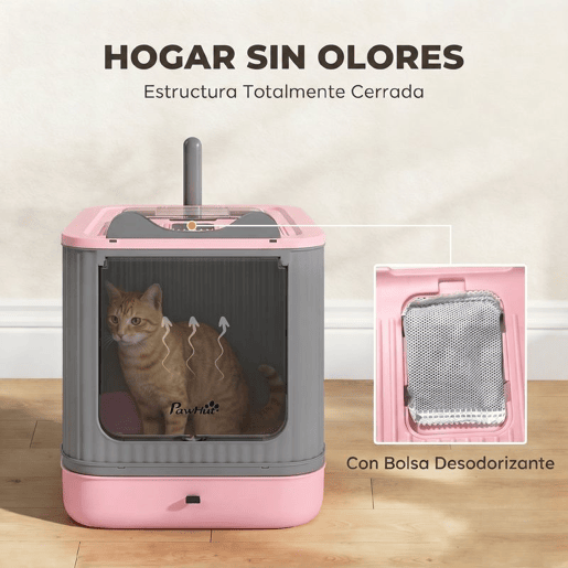 PawHut Caixa de Areia Fechada para Gatos M, Entrada Frontal e Saída Superior, com Pá e Filtros Desodorizantes, Fácil de Limpar, Anti-fugas, Rosa PawHut Caixa de Areia Fechada para Gatos M, Entrada Frontal e Saída Superior, com Pá e Filtros Desodorizantes, Fácil de Limpar, Anti-fugas, Rosa