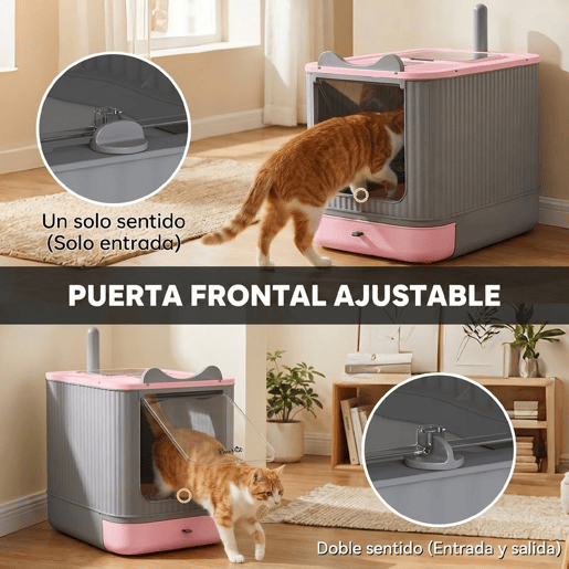 PawHut Caixa de Areia Fechada para Gatos M, Entrada Frontal e Saída Superior, com Pá e Filtros Desodorizantes, Fácil de Limpar, Anti-fugas, Rosa PawHut Caixa de Areia Fechada para Gatos M, Entrada Frontal e Saída Superior, com Pá e Filtros Desodorizantes, Fácil de Limpar, Anti-fugas, Rosa